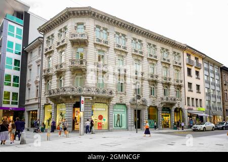 Palazzo Pagnamenta (Palazzo 1909) di Via Pretorio 1, architetto Paolo Zanini, 1908, Lugano, Canton Ticino, Svizzera. Foto Stock