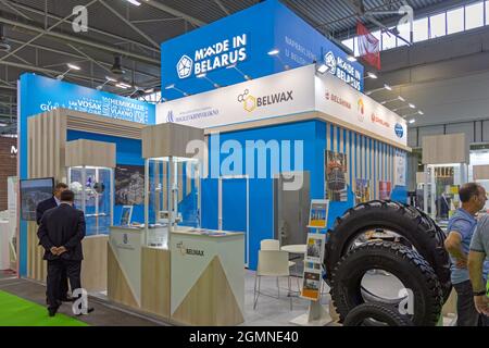 Novi Sad, Serbia - 18 settembre 2021: Made in Belarus Stand at Agriculture Expo Trade Fair. Foto Stock