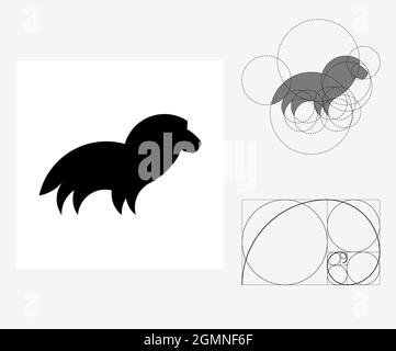 Leone vettoriale in stile Golden Ratio. Illustrazione modificabile Illustrazione Vettoriale
