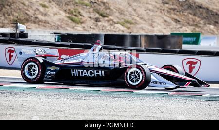 Settembre 19 2021 Monterey, CA, U.S.A. Team Penske il pilota Josef Newgarden esce dal turno 11 durante il NTT Firestone Grand Prix di Monterey Race al Weathertech Raceway Laguna Seca Monterey, CA Thurman James/CSM Foto Stock