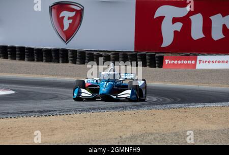 Settembre 19 2021 Monterey, CA, U.S.A. Team Penske il pilota Scott McLaughlin esce dalla curva 3 durante il Gran Premio NTT Firestone di Monterey Race al circuito Weathertech Laguna Seca Monterey, CA Thurman James/CSM Foto Stock