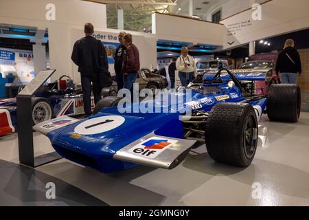 1970 marzo Ford 701 Tyrrell F1 auto da corsa in mostra al British Motor Museum, Gaydon, Warwickshire, Regno Unito Foto Stock