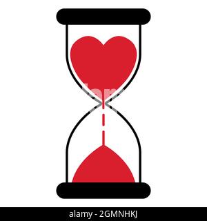 Clessidra con un amore cuore tempo, un timer per gli amanti Illustrazione Vettoriale