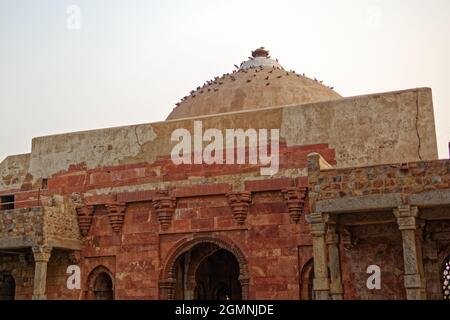 Ingresso minareto, complesso minarico Qutb Foto Stock