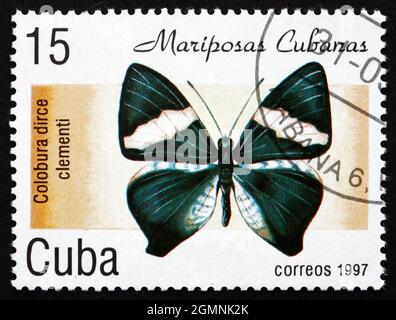 CUBA - CIRCA 1997: Un francobollo stampato a Cuba mostra Dirce Beauty, Colobura Dirce Clementi, Butterfly, circa 1997 Foto Stock