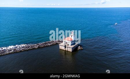 Faro di West Pierhead, Lake Ontario, Oswego, NY, USA Foto Stock