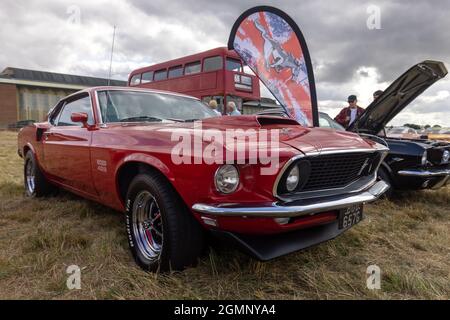 1969 Boss 429 Ford Mustang in mostra all'Abingdon Air & Country Show l'11 settembre 2021 Foto Stock