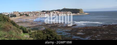 Scarborough è stata la prima città balneare del Regno Unito a diventare una destinazione turistica. Le acque termali naturali e un tuffo rinvigorente nel Mare del Nord Foto Stock