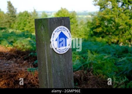 north yorkshire ormeggio sentiero direzione segno, glaisdale, inghilterra Foto Stock