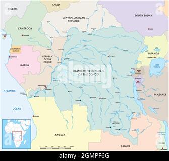 mappa vettoriale del bacino del congo Illustrazione Vettoriale