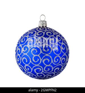 Blue Pallina natale isolato su sfondo bianco Foto Stock