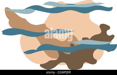 Design astratto del paesaggio per copertine, poster, stampe, arte da parete in uno stile minimalista. Vettore Illustrazione Vettoriale