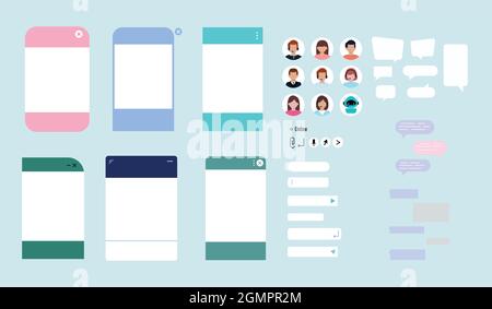Chat bot dialoge Windows creator vettoriale pack. Illustrazione Vettoriale