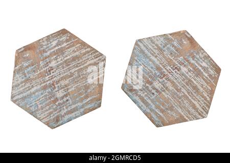 Montagne russe di legno isolate su sfondo bianco con percorso di taglio, in stile retro Coaster di legno Foto Stock