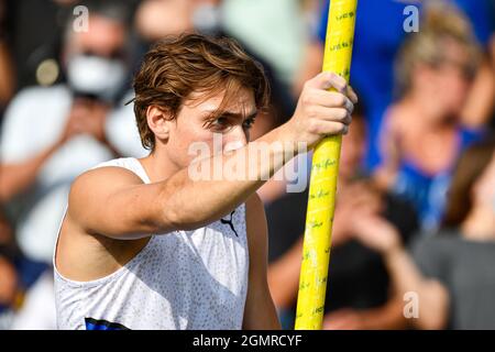 Armand 'secondo' Duplantis (Men's Pole Vault) compete durante la IAAF Wanda Diamond League, Meeting de Paris il 28 agosto 2021 a Parigi, Francia. Foto Stock