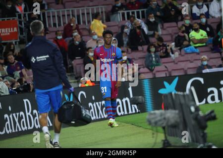 Barcellona, Spagna. 20 Settembre 2021. Partita di calcio spagnola la Liga Barcellona FC vs CGranada allo stadio Camp Nou. Settembre 20, 2021 Alejandro Balde 999/JGS/CORDONPRESSCordon Press Credit: CORDON PRESS/Alamy Live News Foto Stock