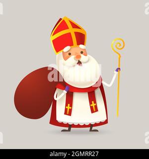 Carino San Nicola o Sinterklaas sta venendo in città con i regali - illustrazione vettoriale Illustrazione Vettoriale