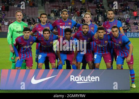 Nou Camp, Barcellona, Spagna. 20 Settembre 2021. Campionato di calcio la Liga; FC Barcellona vs Granada; line up FC Barcelona Credit: Action Plus Sports/Alamy Live News Foto Stock