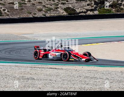 Settembre 19 2021 Monterey CA, U.S.A. ed Carpenter Racing driver Rinus VeeKay esce dalla curva 5 durante il Gran Premio NTT Firestone di Monterey Race al Weathertech Raceway Laguna Seca Monterey, CA Thurman James/CSM Foto Stock