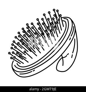 Soft Slicker Palm Brush for PET Grooming Tools disegno a mano icona Set Vector. Illustrazione Vettoriale