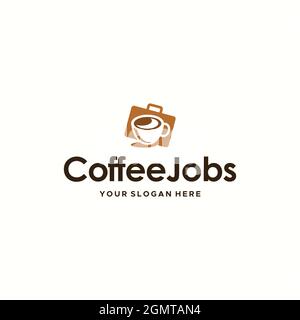 Design del logo Modern Coffee Jobs Professional Cup Illustrazione Vettoriale