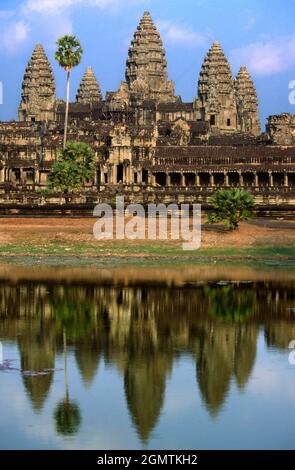 Angkor Wat, Cambogia - 19 gennaio 2005 un trionfo della cultura Khmer medievale, i tesori di Angkor Wat e Angkor Thom in Cambogia sono incomparabili. Foto Stock