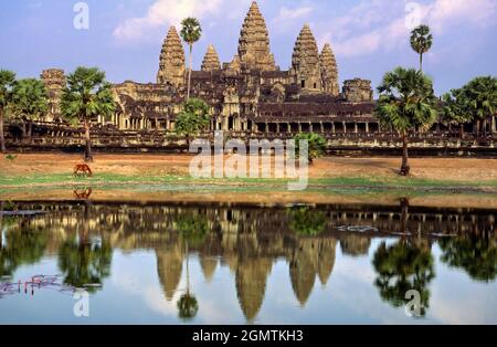 Angkor Wat, Cambogia - 19 gennaio 2005 un trionfo della cultura Khmer medievale, i tesori di Angkor Wat e Angkor Thom in Cambogia sono incomparabili. Foto Stock