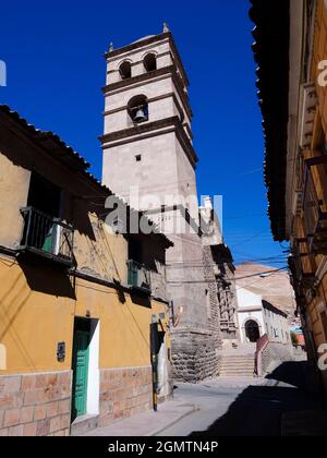 Potosi, Bolivia - 22 maggio 2018 Potosi e la sua storia sono inestricabilmente legate all'argento. Una delle città più alte del mondo ad un'altitudine di Foto Stock