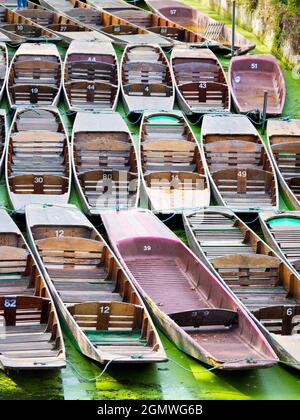 Oxford, Inghilterra - 5 settembre 2019; una scena tranquilla da Magdalen Bridge sul fiume Cherwell a Oxford, Inghilterra. Questo è un luogo famoso per il pugno Foto Stock