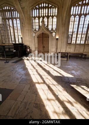 Oxford, Inghilterra - 25 marzo 2017; nessuna gente in vista. Qui vediamo all'interno di uno degli edifici più famosi nel cuore di Oxford, il Bodl, famoso in tutto il mondo Foto Stock