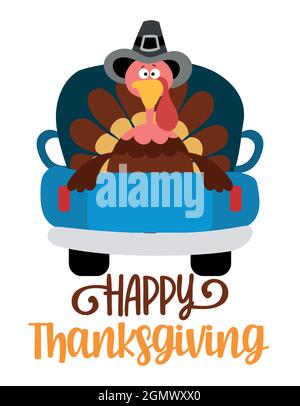 Happy Thanksgiving - Happy Harvest Fall festival design per mercati, ristoranti, volantini, carte, inviti, adesivi, striscioni. Carino hayri disegnato a mano Illustrazione Vettoriale