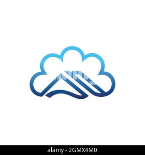 astratto cloud home logo icona flat concetto vettoriale grafica Illustrazione Vettoriale