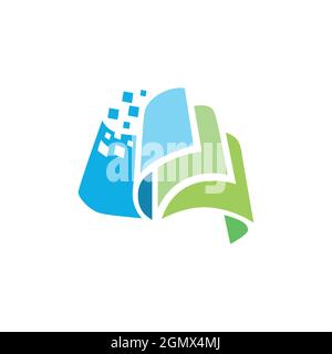 astratto libro tecnologia logo icona concetto piatto vettore disegno grafico Illustrazione Vettoriale