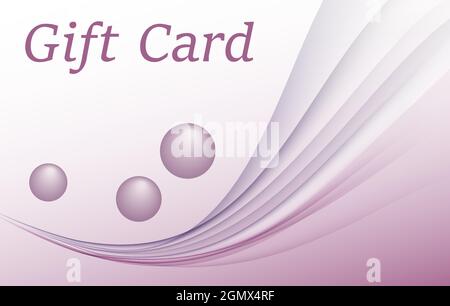 Design della carta regalo. Elegante motivo di viola morbido, onda grigia e perle rosa. Sfondo vettoriale astratto. Modello per coupon bonus, voucher. EPS10 Illustrazione Vettoriale