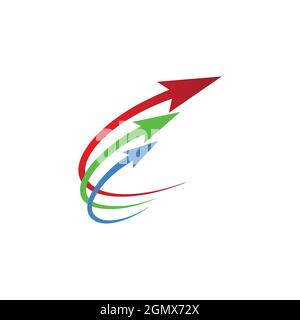 rosso verde blu freccia logo icona piatta concetto vettoriale disegno grafico Illustrazione Vettoriale