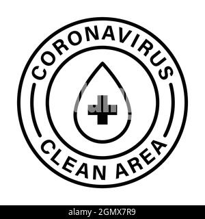 Coronavirus area pulita icona vettore codice zona libera simbolo per grafica, logo, sito web, social media, app mobile, INTERFACCIA UTENTE Illustrazione Vettoriale