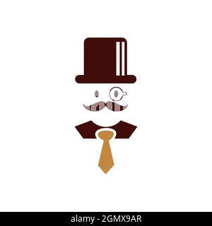 vintage detective logo icona flat concept grafica vettoriale Illustrazione Vettoriale