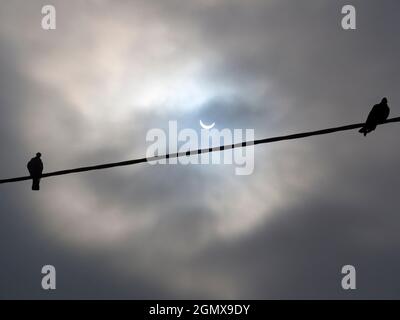 20 marzo 2015 - Oxfordshire, Inghilterra c'era un solare parziale visibile da parti del Regno Unito e dell'Europa la mattina del 20 marzo 2015.This immagine sho Foto Stock