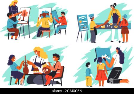 Lezioni di arte a scuola o asilo, ceramica Illustrazione Vettoriale