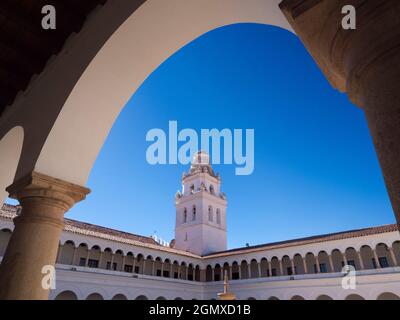 Sucre Bolivia - Maggio 2018 Sucre è una bella città vecchia in Bolivia con una ricca storia coloniale; è anche la capitale amministrativa del paese, come Foto Stock