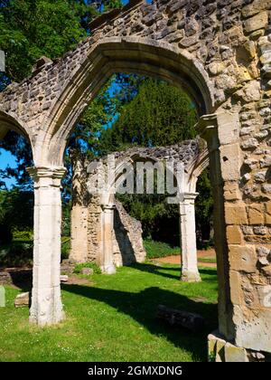 Abingdon, Inghilterra - 4 maggio 2019 queste suggestive rovine sono un momento clou dei campi Abbey di Abingdon, Inghilterra. Prende il nome dall'abbazia medievale che usava Foto Stock