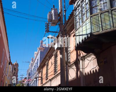 Potosi, Bolivia - 22 maggio 2018 Potosi e la sua storia sono inestricabilmente legate all'argento. Una delle città più alte del mondo ad un'altitudine di Foto Stock