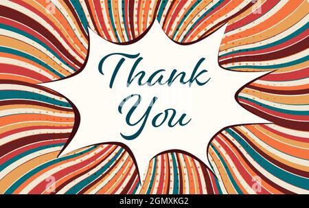 Fumetto con asta o pop art con testo di ringraziamento. Concetto di gratitudine e apprezzamento. Carta da parati per ringraziare. Starcade retrò d'epoca. Fumetto Illustrazione Vettoriale