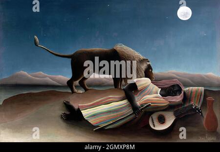 Henri Rousseau's The Sleeping Gypsy (la Bohémienne endormie) (1897) famoso dipinto. Foto Stock