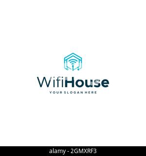 Design moderno e intelligente con logo WiFi House Connected Illustrazione Vettoriale