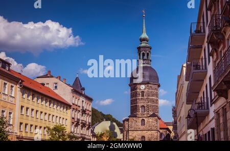 Vista sulla città di Bad Schandau in Sassonia Foto Stock