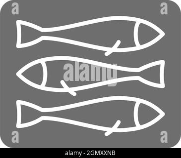 Spratti, icona di pesce grigio. Isolato su sfondo bianco Illustrazione Vettoriale