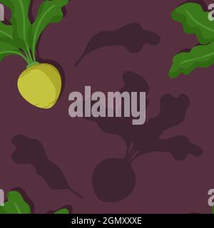 Turnip verde su sfondo viola - sfondo vettoriale Illustrazione Vettoriale