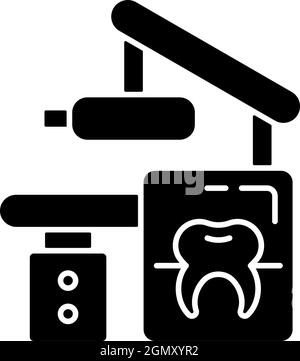 Icona glyph nero dell'apparecchiatura radiologica dentale Illustrazione Vettoriale