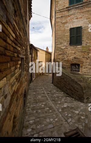 Village, Alley, Carassai, Ascoli Piceno, Marche, Italia, Europa Foto Stock